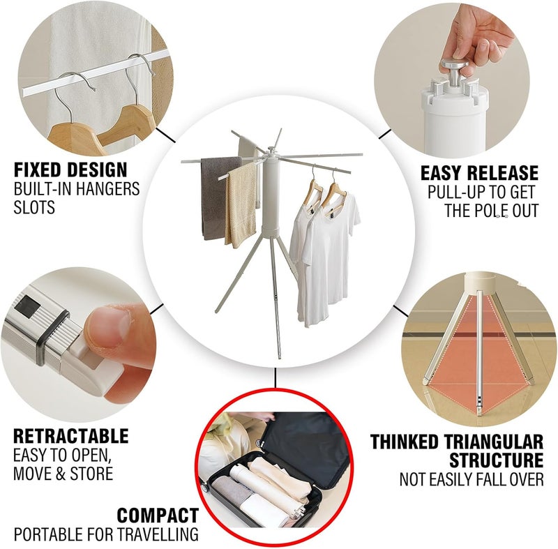 JOOM Clothes Drying Rack Portable Foldable - Drying Rack Clothing Space Saving,Collapsible Drying Rack for Laundry,Travel,Indoor,Outdoor. Folding Clothing Rack Home and Travel (Small Silver) - Image 4